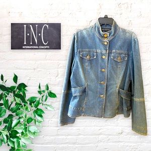 INC Women’s Jean Jacket in Blue Size L
